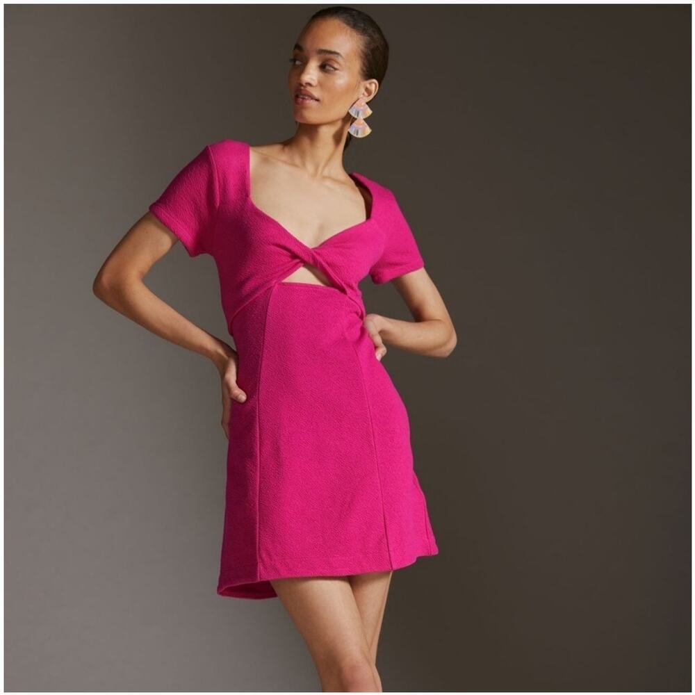 Coquette Mod Mini Dress Anthropologie Maeve S Pink Cut Out Twist Going Out Chic